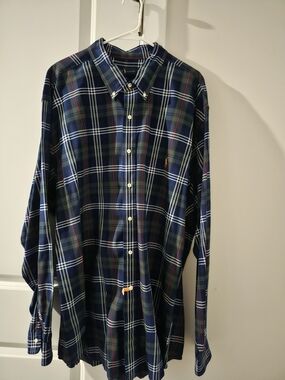 Ralph Lauren Navy and Green Plaid Button-Down Shirt